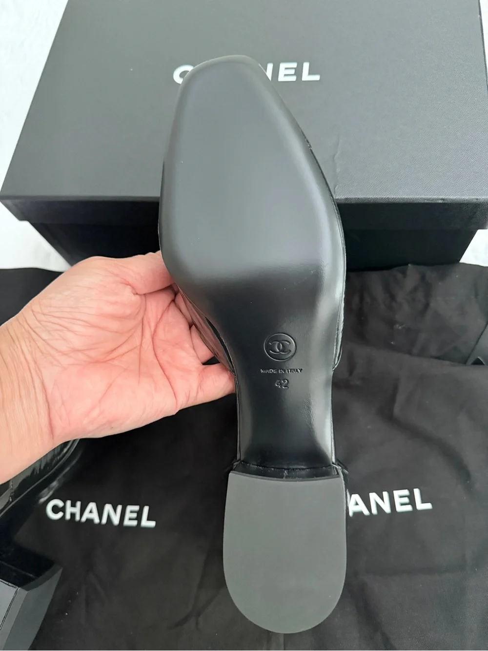Authentic CHANEL Black Mary Janes 42